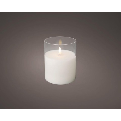 CANDELA WHITE IN VETRO CON LED